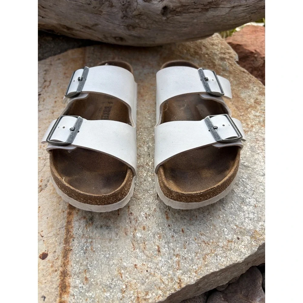 Birkenstock Arizona White Birko-Flor Sandals Womens EU 38 US 7 Narrow - Picture 2 of 11